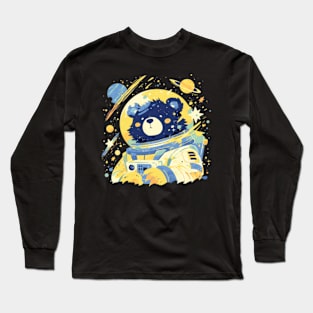 soulful bear astronaut cartoon style Long Sleeve T-Shirt